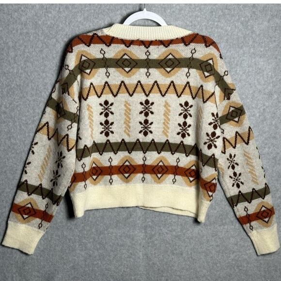 Cider‎ Size S Aztek Button Front Cardigan Sweater Fall Soft V-Neck geometric - Picture 2 of 10